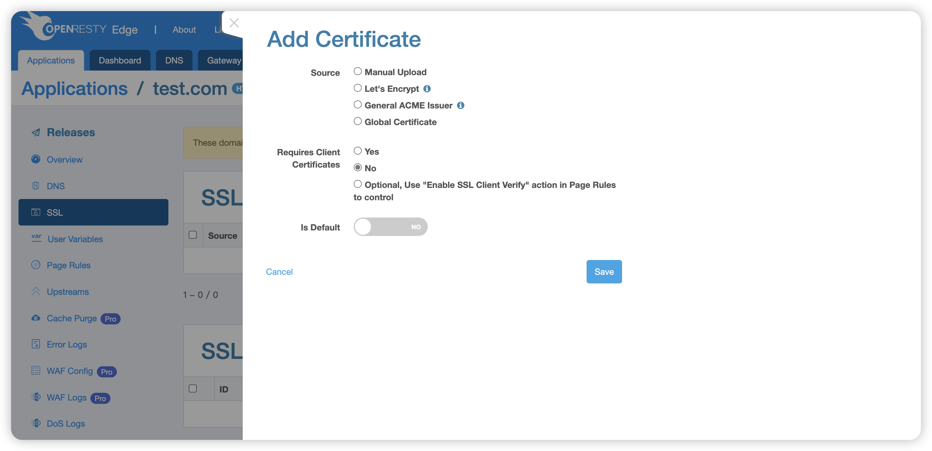 Add Certificate