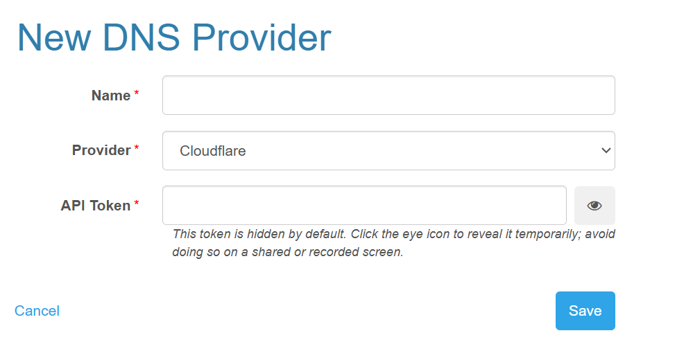 Configuring a Cloudflare DNS Provider