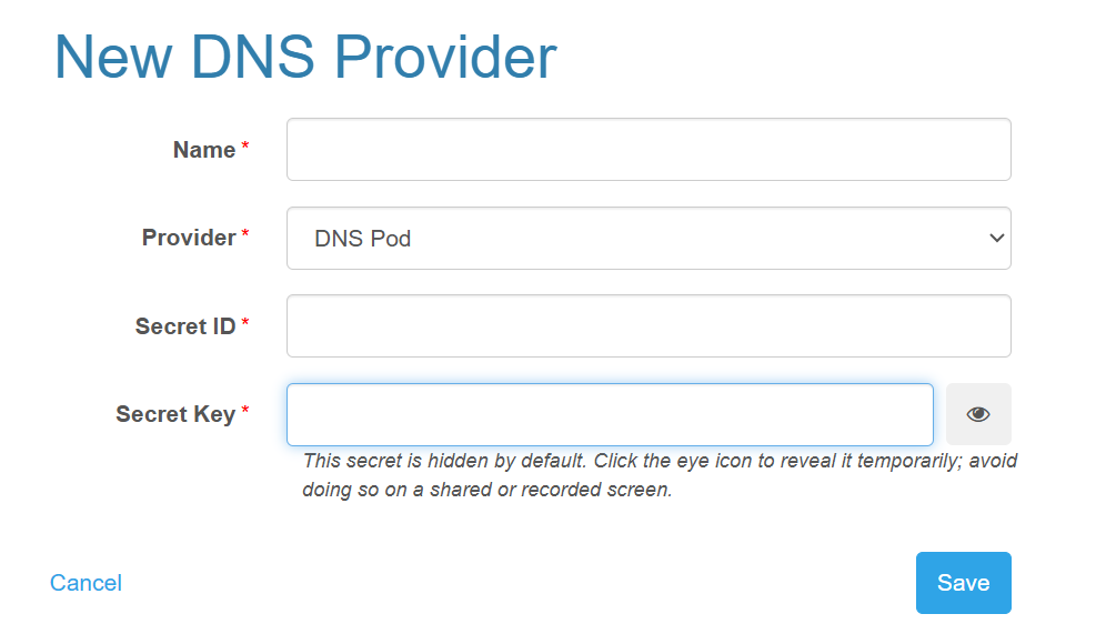 Configuring a DNSPod Provider
