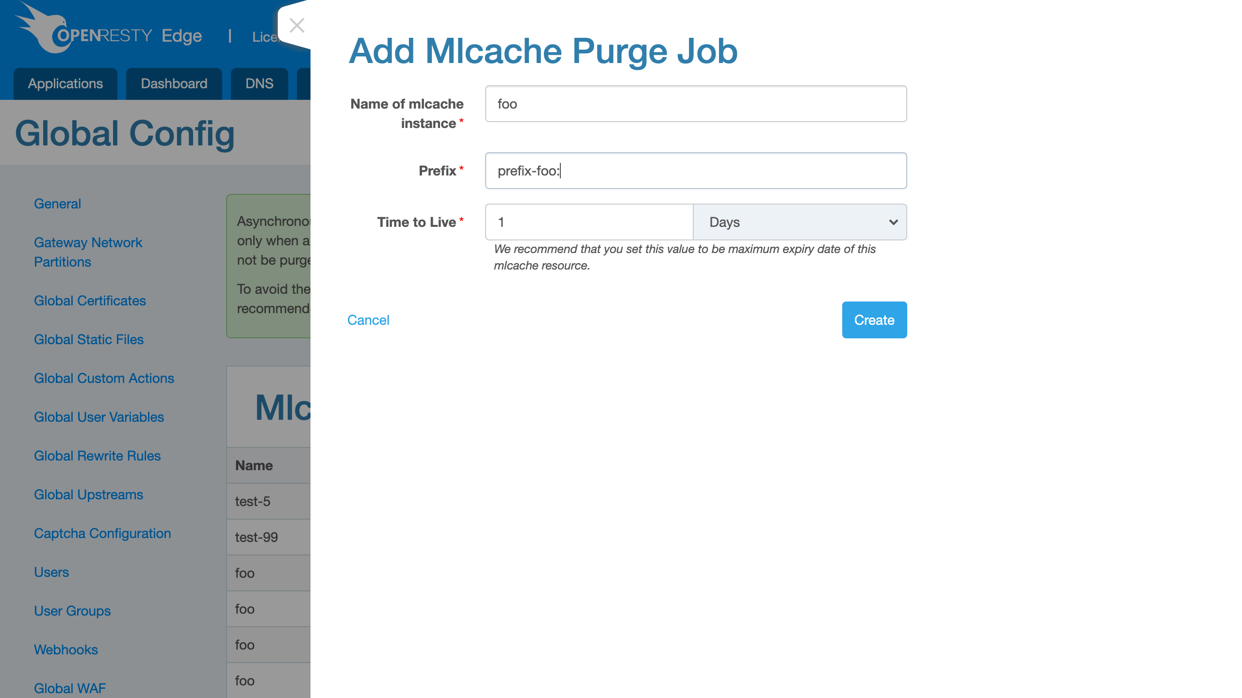 Create Purge Job